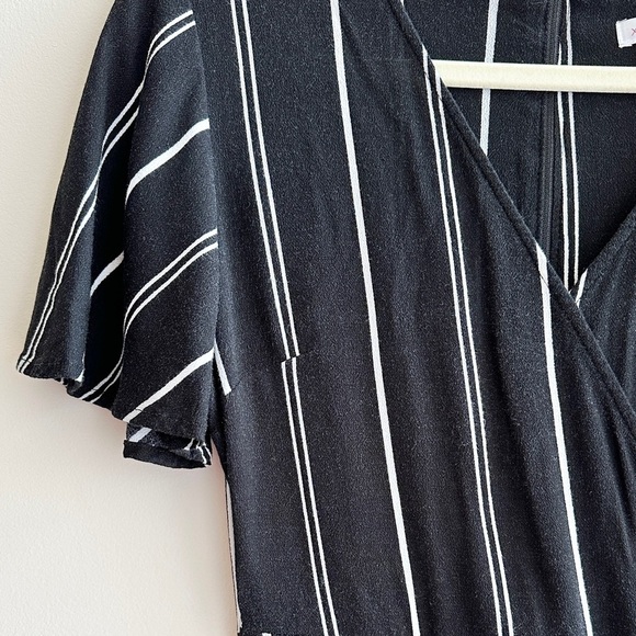 xhilaration Black and White Striped V-Neck Wrap Mini Dress, Size Small - Picture 7 of 16